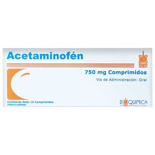 ACETAMINOFEN 750MG X10COMP BIOQUIMICA