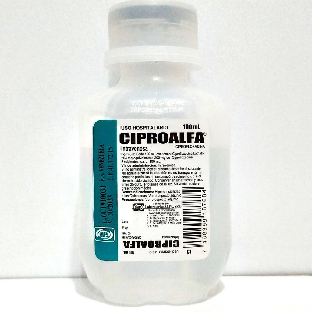 CIPROALFA 200MG X 100ML CIPROFLOXACINA I.V ALFA