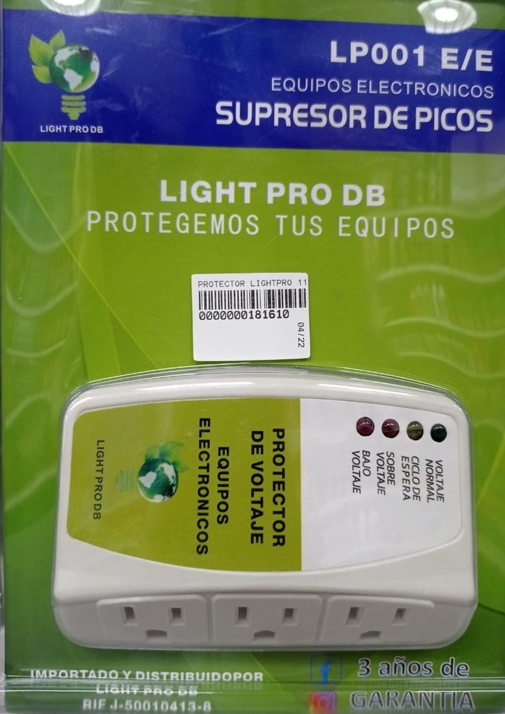 PROTECTOR LIGHTPRO 110V 3TOMA EQUIPOS E