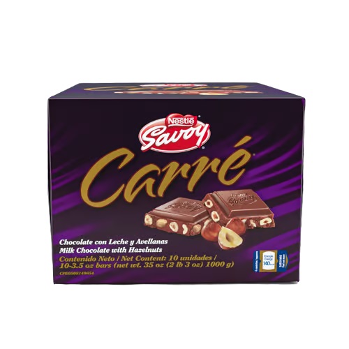 CHOCO CARRE 100GR X10UND AVELLANA