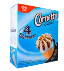 BARQUILLAS CORNETTO 4X120 ML CLASICO