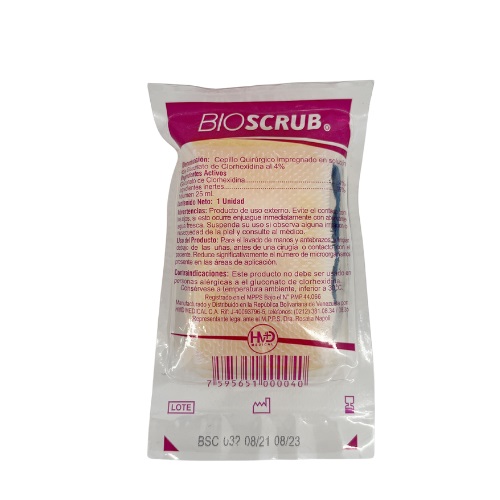 CEPILLO QUIRURG BIOSCRUB  4% X 25ML SOL CLORHEXIDINA HMD MEDICAL