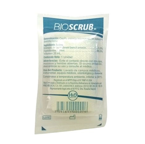 CEPILLO ESPONJA EN SOLUC DESINFECTANTE BIOSCRUB 1%X25ML HMD MEDICAL