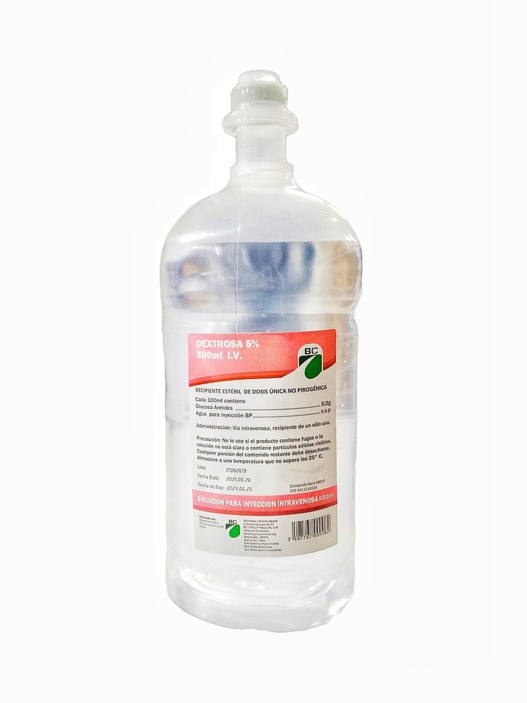 SOLUC DEXTROSA 5% X 500ML I.V BC GROUP MEDICAL