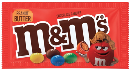 GRAGEAS DE CHOCOLATE M&amp;M 46GR CON MANTEQUILLA DE MANÍ