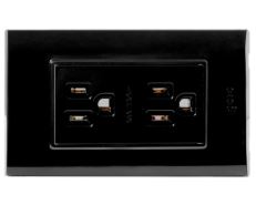 TOMACORRIENTE IGOTO NEGRO DOBLE CON TIERRA