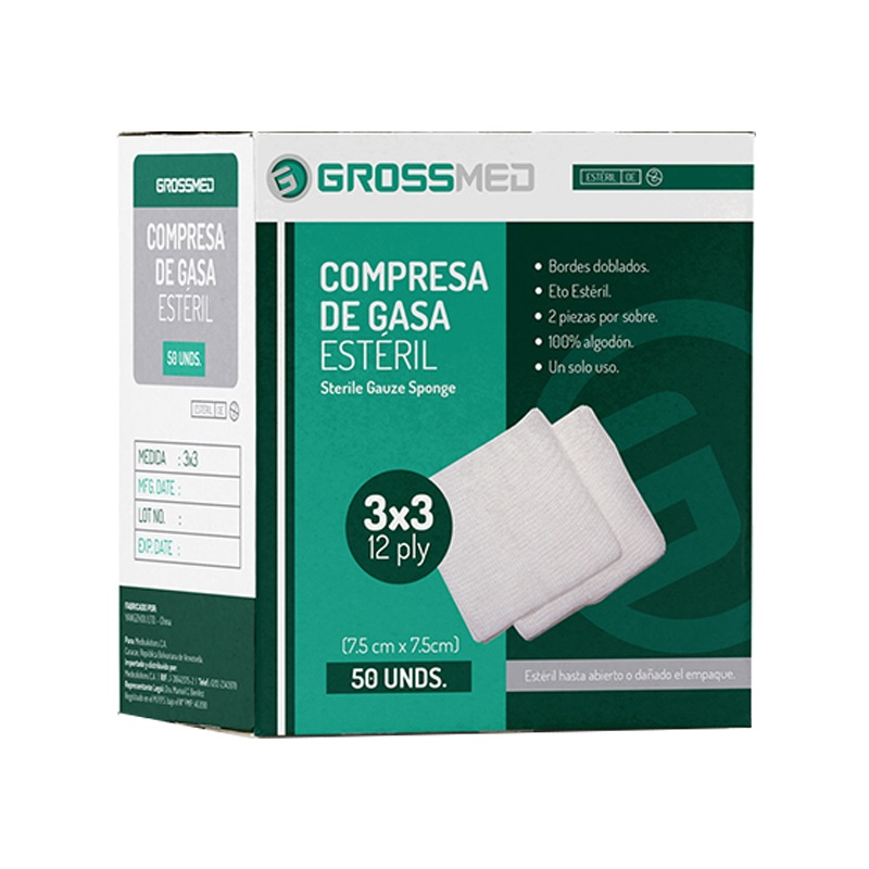 COMPRESAS GASAS ESTERIL 3X3 1UND PROCARE