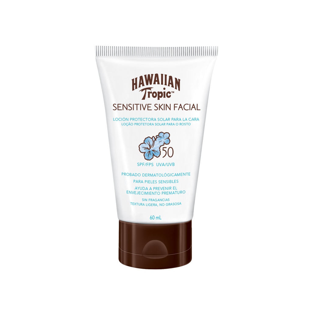 PROTECTOR SOLAR HAWAIIAN TROPIC 60ML SPF50 LOCION FACIAL SENSITIVE SKIN
