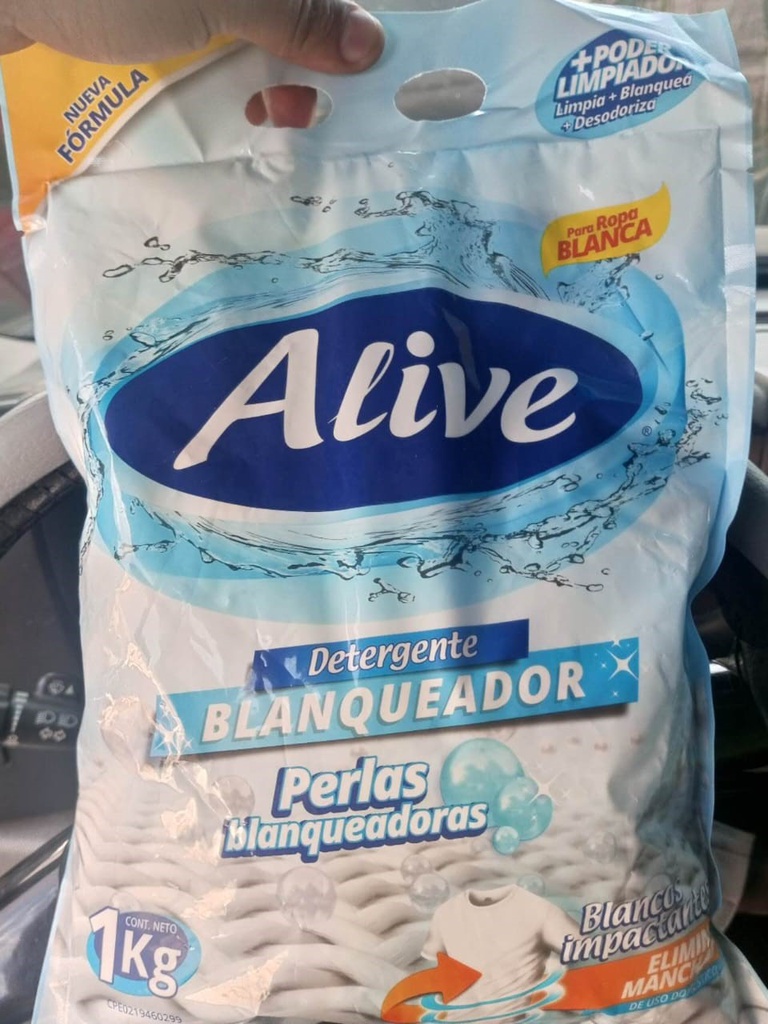 DETERGENTE ALIVE 1KG BLANQUEADOR PERLAS