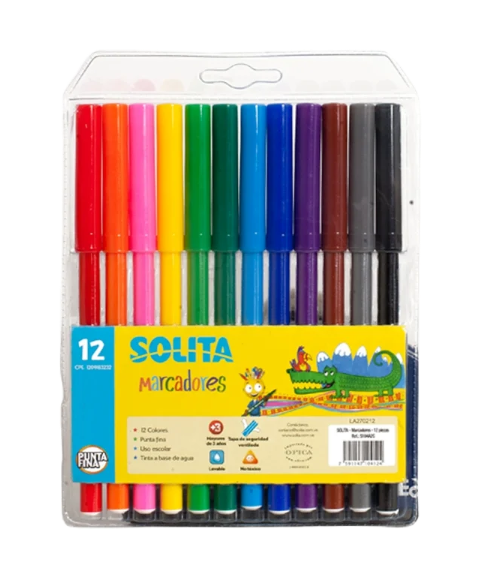 MARCADORES SOLITA 12UND ESCOLARES