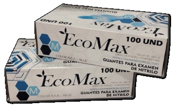 GUANTES DE NITRILO 100 UND AZUL TALLA M ECOMAX