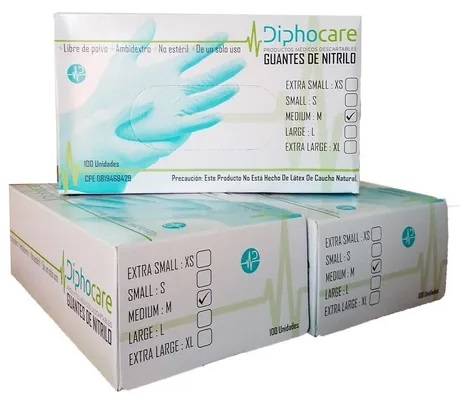 GUANTES DE NITRILO 100UND AZUL S DIPHOCARE