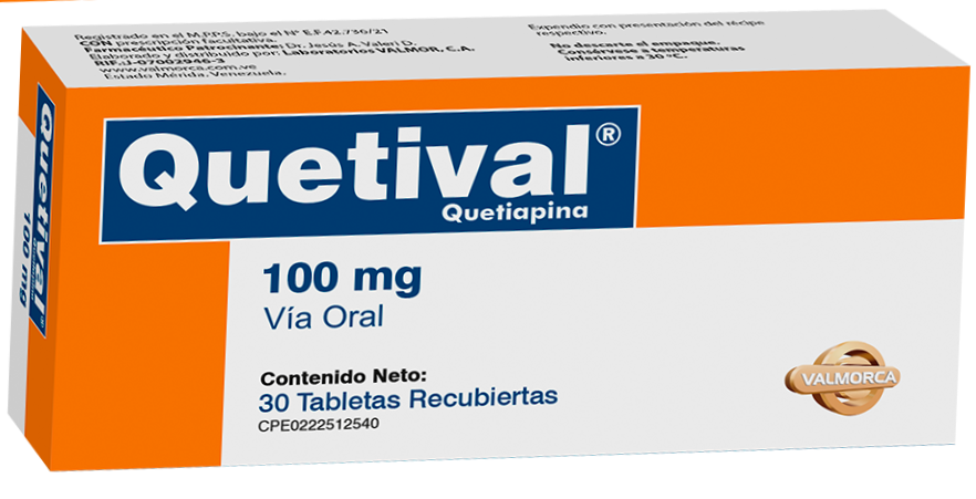 QUETIVAL 100MG X 30TABL QUETIAPINA VALMORCA