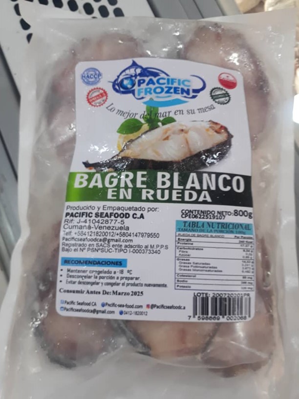 BAGRE BLANCO PACIFIC FRONZE 800GR EN RUEDA