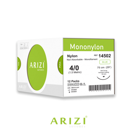 SUTURA MONONYLON 4/0 X 75CM AGUJA 3/8 ARIZI