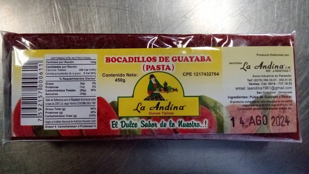 PASTA DE GUAYABA LA ANDINA 450GR