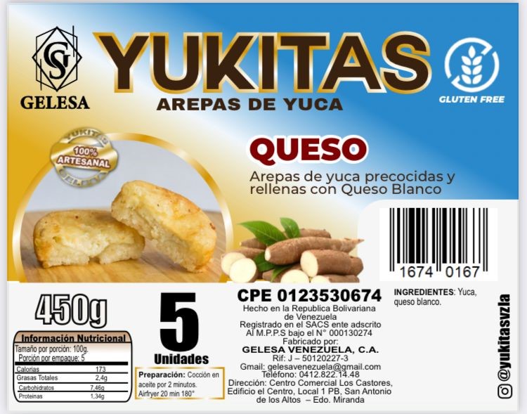 AREPA DE YUCA 450GR QUESO 5UND