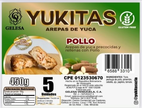 AREPA DE YUCA 450GR POLLO 5UND