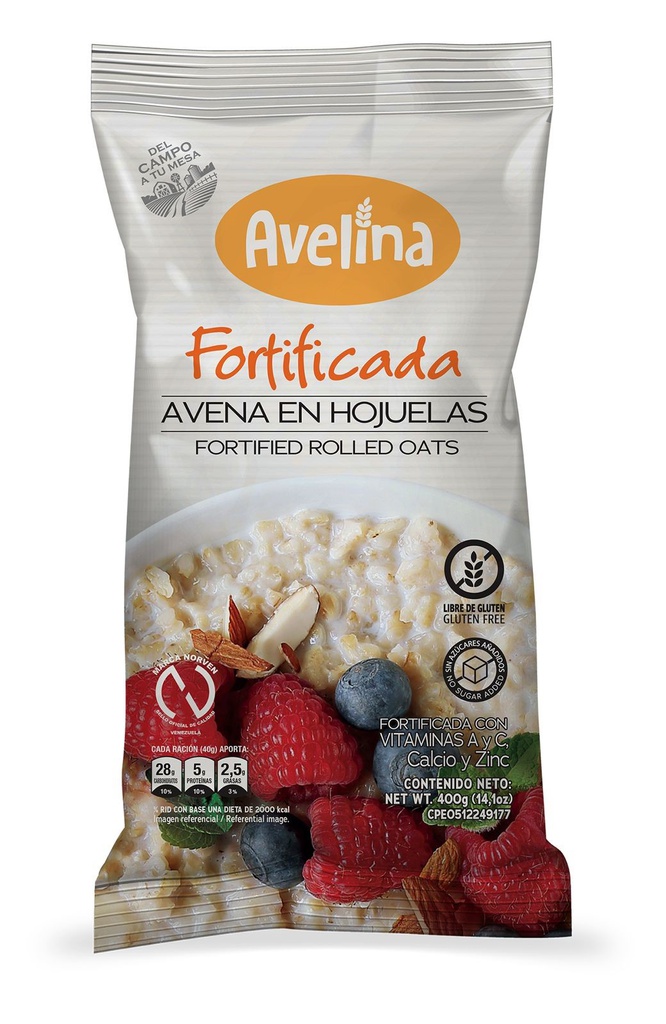AVENA AVELINA 400GR HOJUELAS FORTIFICADA