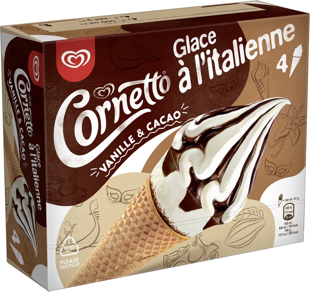 HELADO CORNETTO 4UND SOFT VAINILLA CACAO