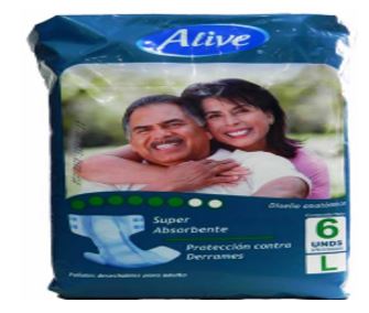 PAÑALES ALIVE 6UND L ADULTOS