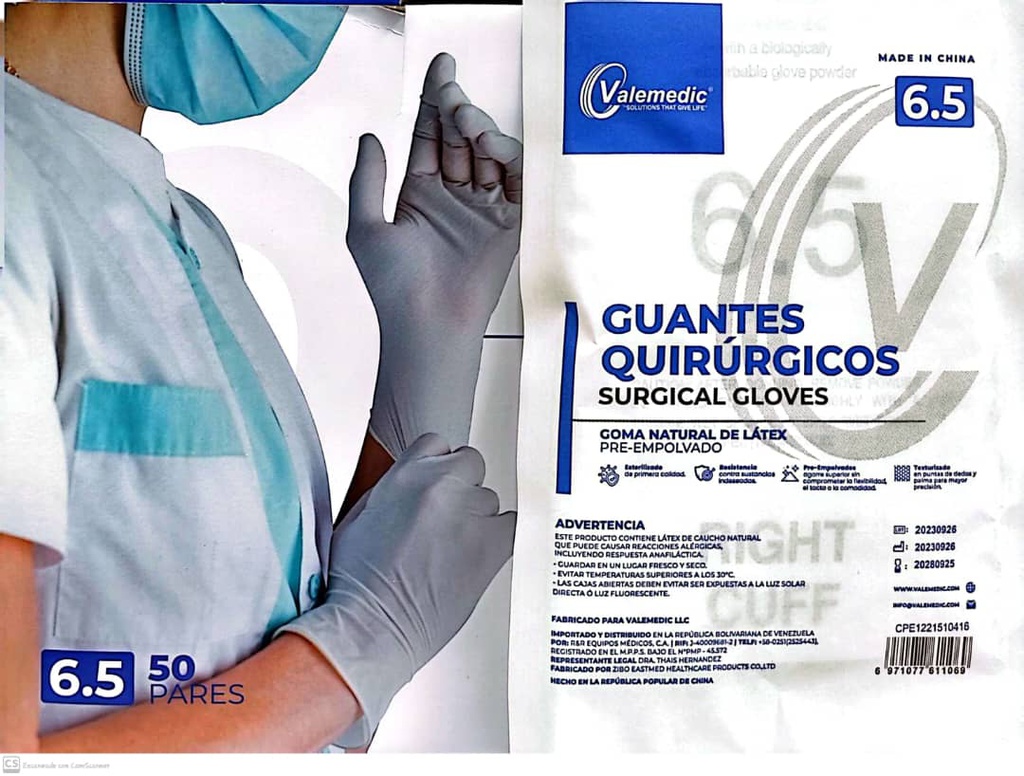 GUANTES QUIRURGICOS T6,5 X 1SOBRE VALEMEDIC
