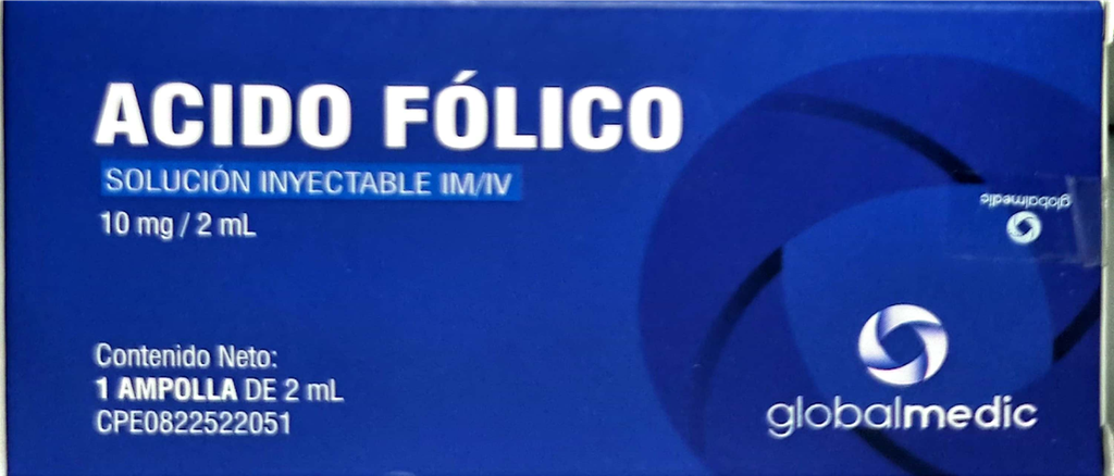 ACIDO FOLICO 10MG /2ML X 1AMP GLOBAL MEDIC