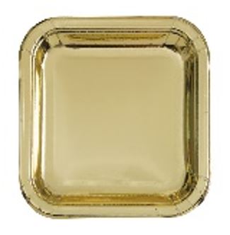 PLATO METALICO DORADO CUADRADO 23,1CM