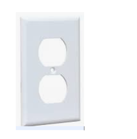 TAPA TOMA DOBLE DE PLAST BLANCA.