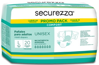 PAÑALES SECUREZZA 20UND L ADULTO PROMO PACK