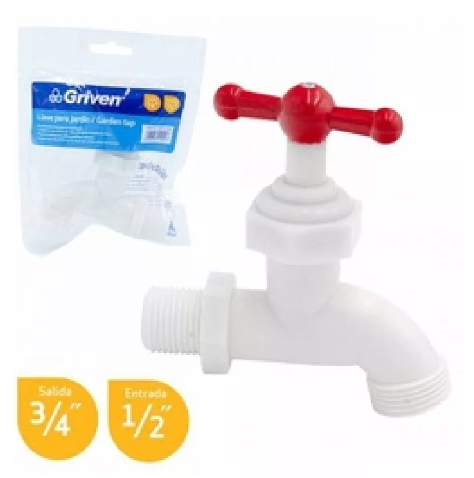 LLAVE DE CHORRO GRIVEN PVC BLANCA