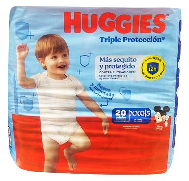 PAÑALES HUGGIES XXG 20UND TRIPLE PROTEC