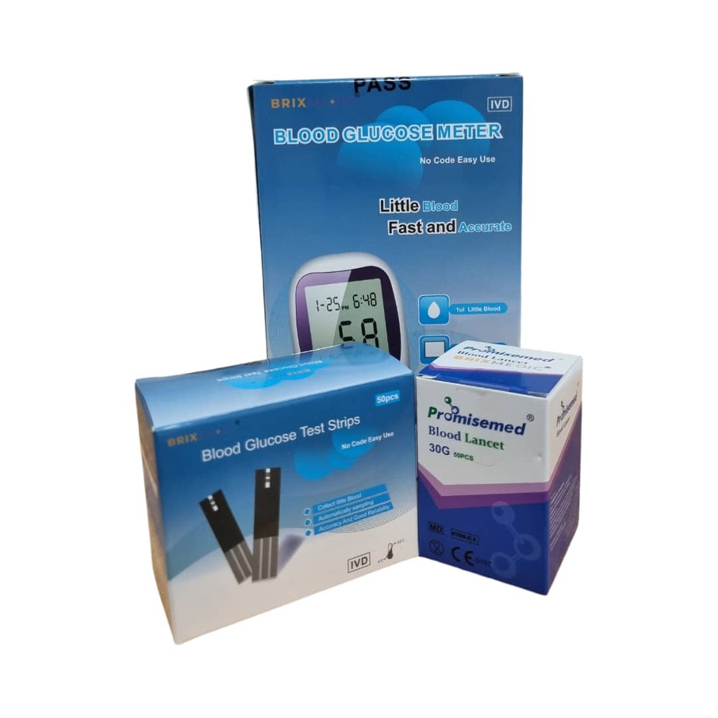 GLUCOMETRO KIT 50UND LANCETAS TIRAS BRIXMEDIC
