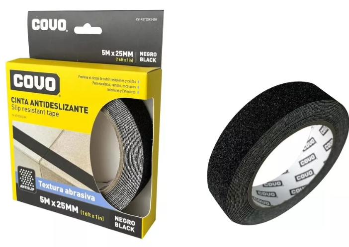 CINTA NEGRA COVO ANTIDESLIZANTE 25MMx5MTS 7-967