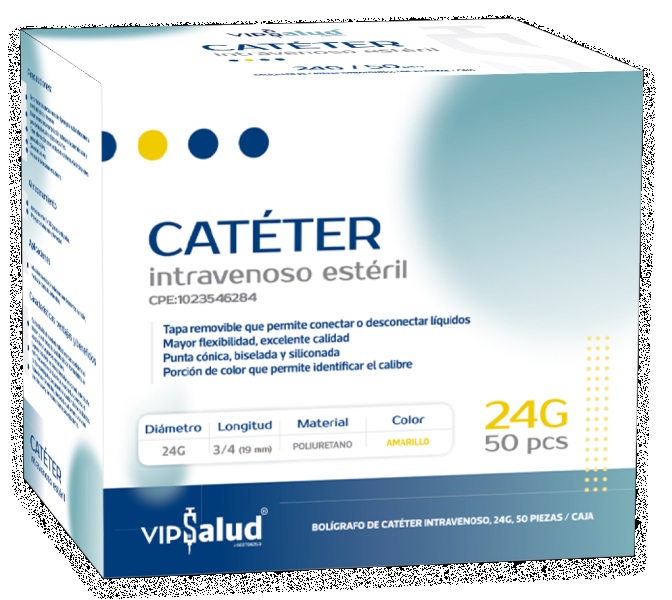 CATETER VIPSALUD 24G INTRAVENOSO ESTERIL
