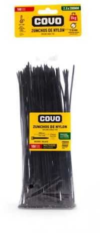 TIRRAP COVO  2.5x200MM 100UND NYLON NEGRO 4-360