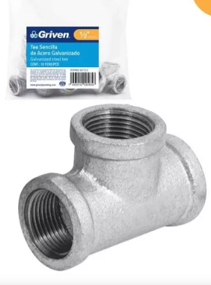 TEE GALVANIZADA GRIVEN 1/2PUL