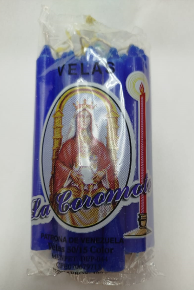 VELAS LA COROMOTO EMPAQUE 50X15 COLORES SURT.