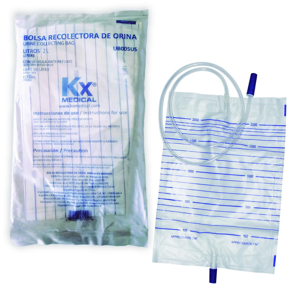 BOLSA RECOLECTORA DE ORINA 2LT KX MEDICAL