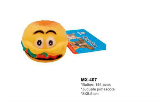JUGUETE P/MASCOTA HAMBURGUESA 8X5CM MX-407