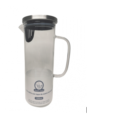 JARRA DE VIDRIO 1.2 LT C/ TAPA ACERO C/COLADOR PLAST