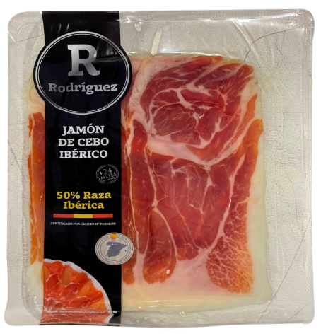 JAMON DE CEBO RODRÍGUEZ 100GR IBÉRICO LONCHEADO 