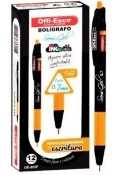 BOLIGRAFO OFFI-ESCO NEGRO PTA FINA GEL RETRACTIL