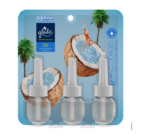 AMBIENTADOR GLADE 3UND 21ML COCO VIBE REP