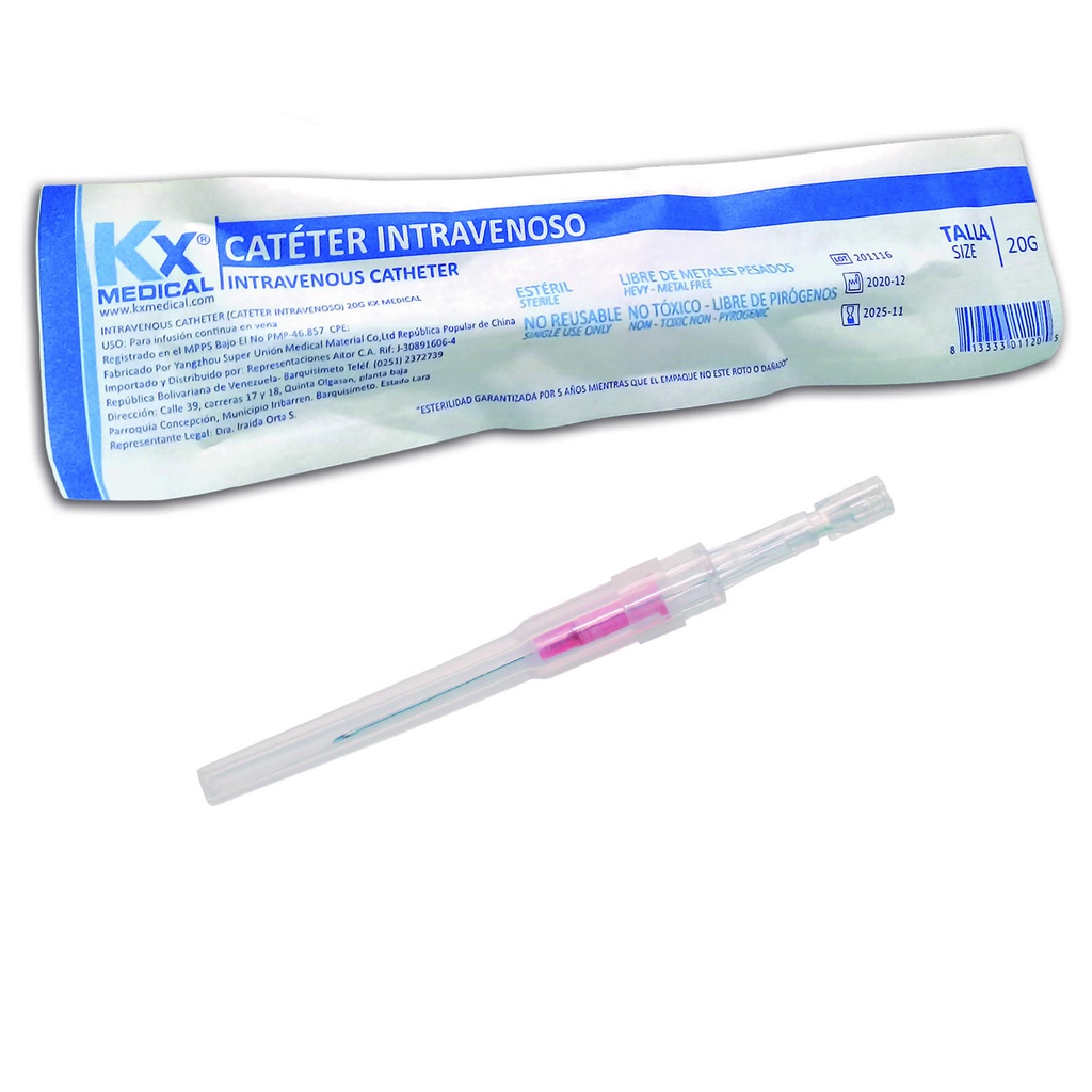 CATETER 20G X 1UND I.V KX MEDICAL