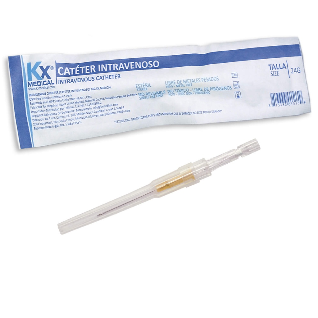 CATETER 24G X 1UND I.V KX MEDICAL
