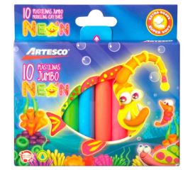 PLASTILINA ARTESCO 10UND NEON JUMBO