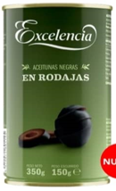 ACEITUNAS EXCELENCIA 350GR NEGRAS EN RODAJAS