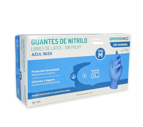 GUANTES DE NITRILO 100UND M AZUL IBIZA GROSSMED