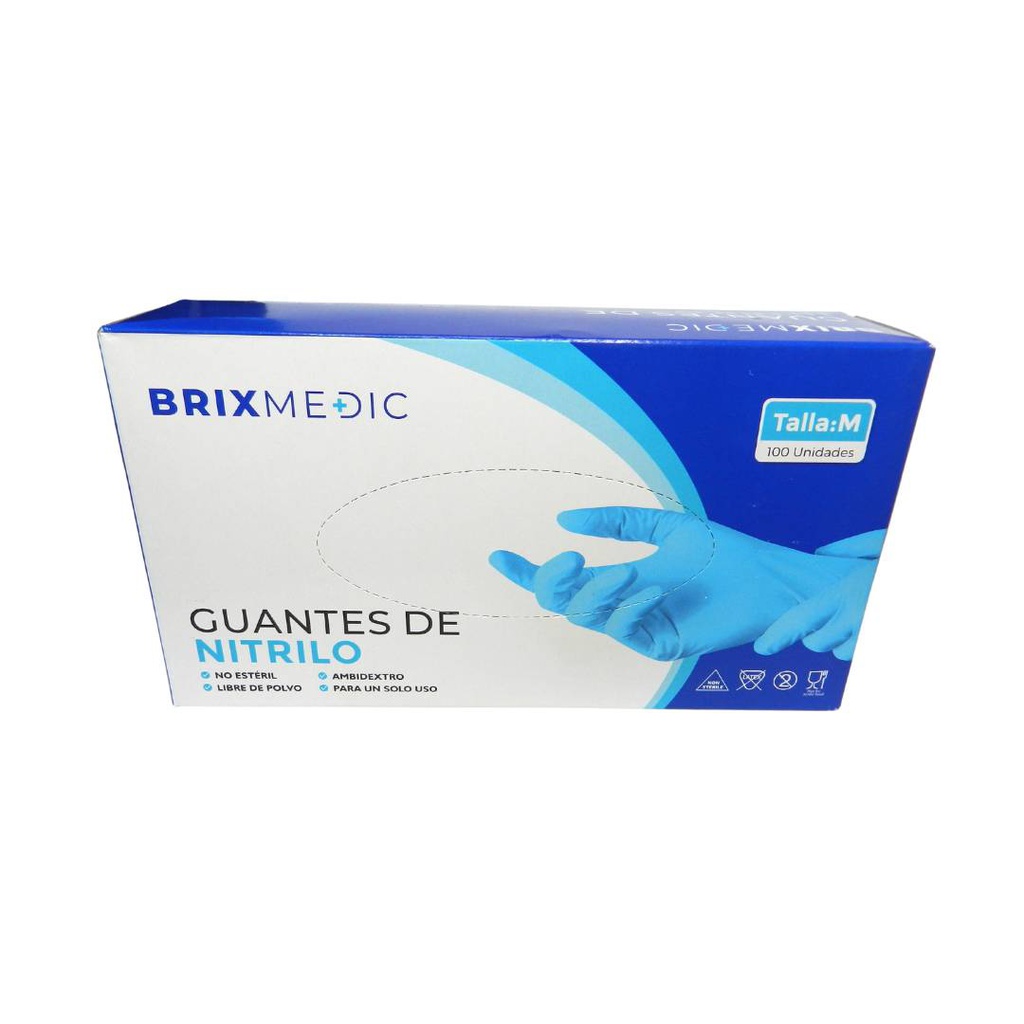 GUANTES DE NITRILO 100UNDS NEGROS M BRIXMEDIC